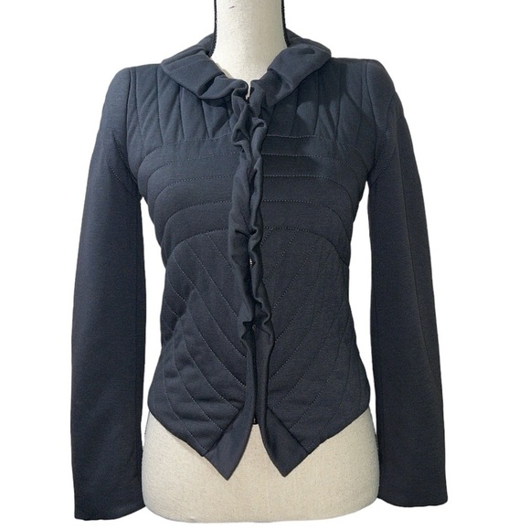Giorgio Armani Dark Grey Gray Quilted Cashmere Blend Jacket Sz. 0 Sz. XS - Picture 1 of 15